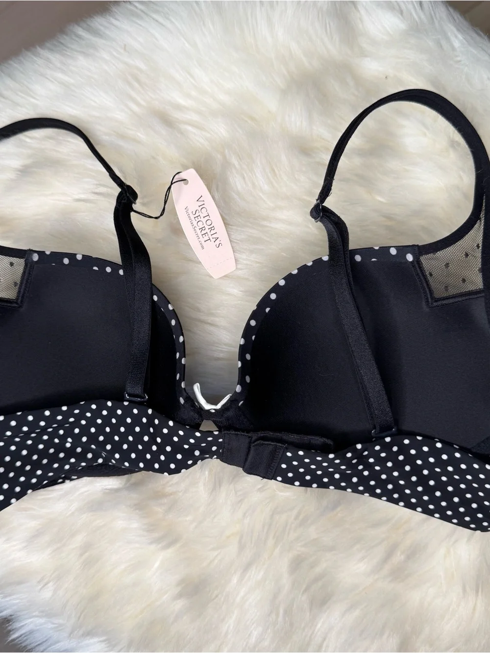 NWT Victoria's Secret Black and White Polka Dot Push-Up Bra 34B - Picture 5 of 8